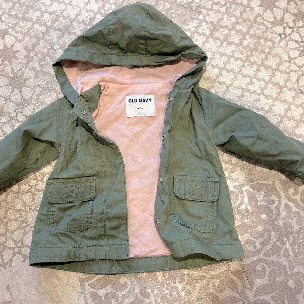 Old Navy baby girl spring cargo jacket with pink lining